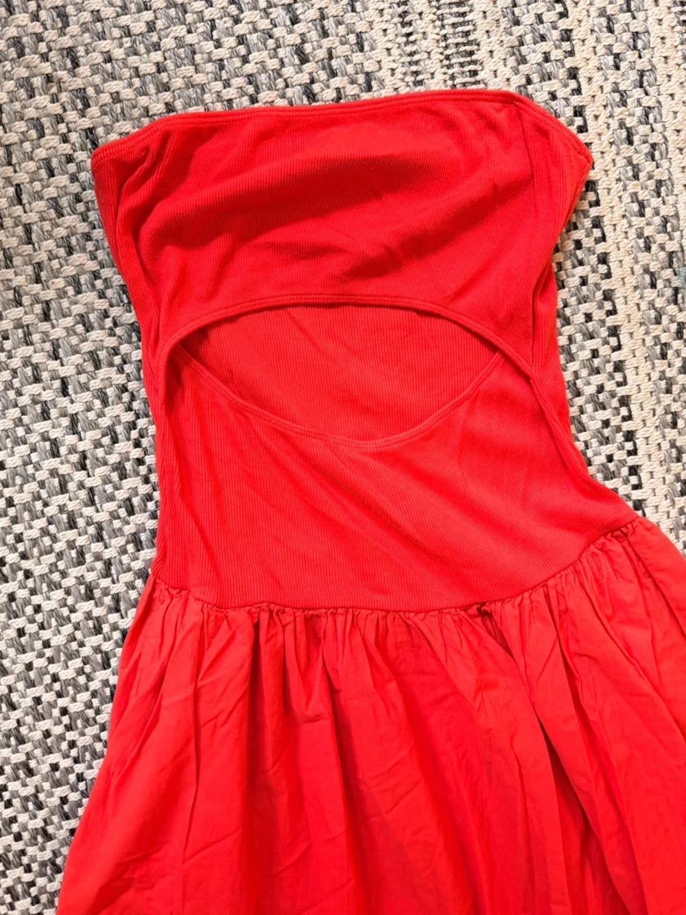 Stateside Red Strapless Cutout Midi Skirt